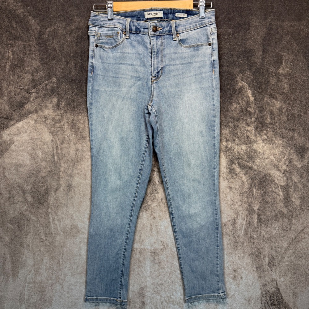 Nine West Gramercy Crop Jeans Womens Light Wash Skinny 4 Stretch Denim Casual